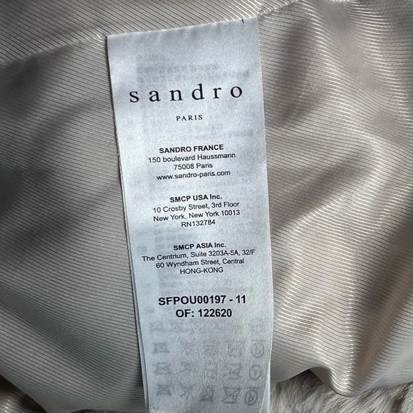 Sandro Paris Women’s Mirage Faux Fur Hooded Coat Sz 34 / XS Beige Jacket EUC - Picture 9 of 11